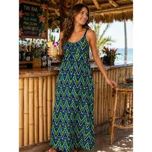 Babydoll Maxi Sleeveless Dress Boho Size PS Chevron Print Multi  New Directions